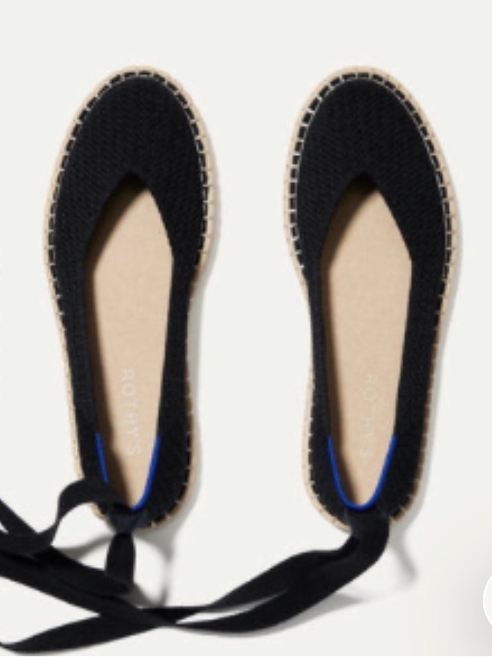 Rothy's Black Knit Espadrille Lace-Up Flats
